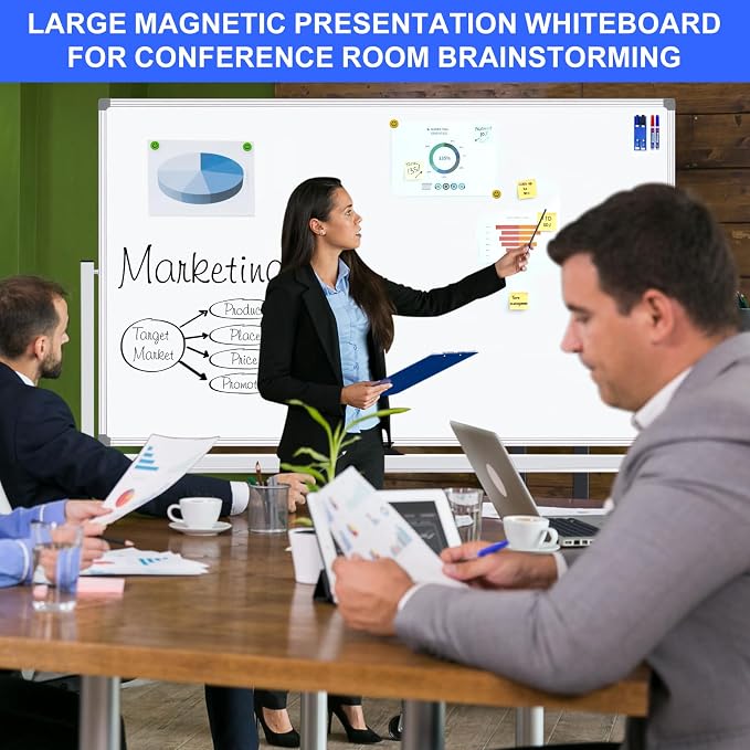 Mobile Magnet Whiteboard with Stand 60x36 Double-Sided Dry Erase Board with - Image 5