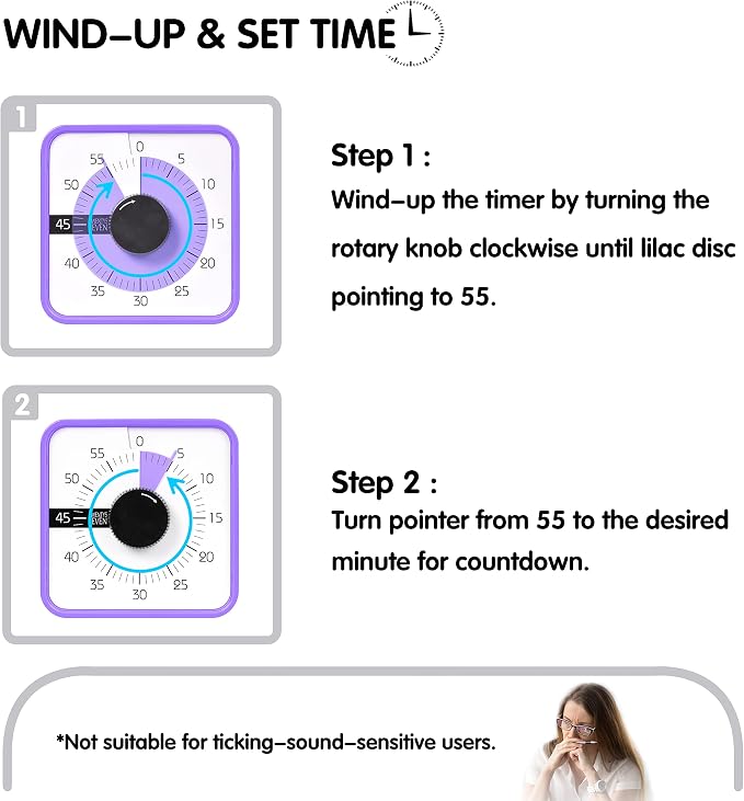 TWENTY5 SEVEN Countdown Timer 7.5 inch; 60 Minute 1 Hour Visual Timer – - Image 3