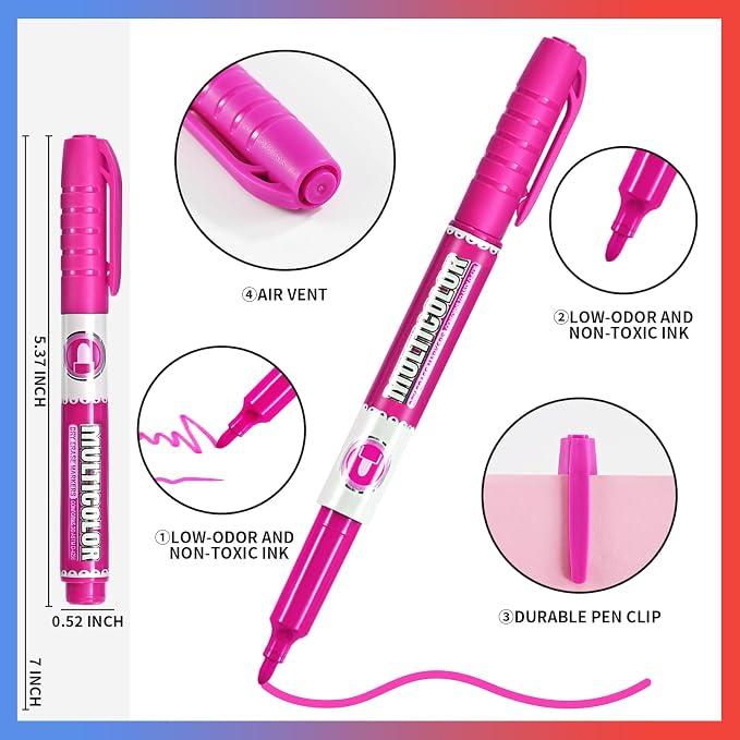 Dry Erase Markers, Fine Tip Whiteboard Marker, Low Odor Dry Marker, Fine Point - Image 3