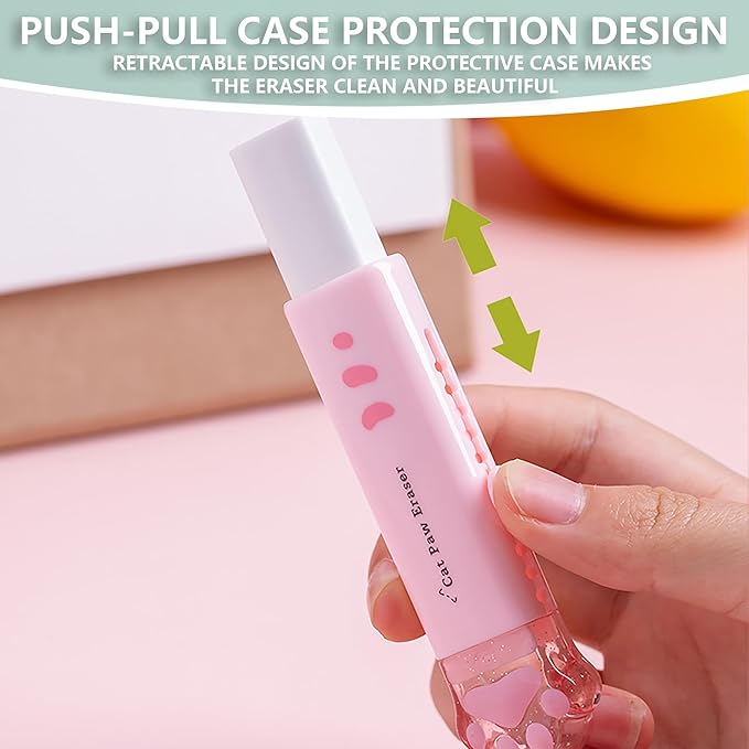 4Pcs Cat's Paw Cute Stationery Set, Cute School Supplies, Including 2 Cute - Image 2
