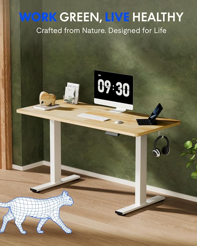 FLEXISPOT EN1 One-Piece Solid Wooden Standing Desk 55 x 24 Inches Height - Image 2
