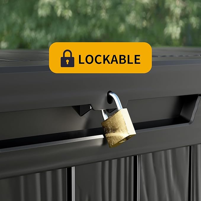 Decksplore Outdoor Storage Box Waterproof, 200 Gallon Lockable Resin Large Deck - Image 5