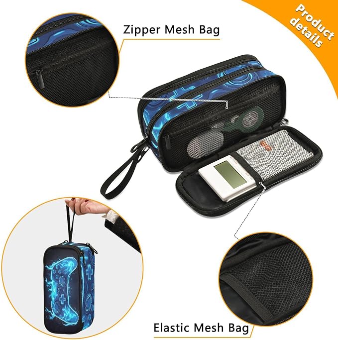 BOENLE Custom Joystick Gamepad Blue Flame Pencil Case Box Boys Girls - Image 2