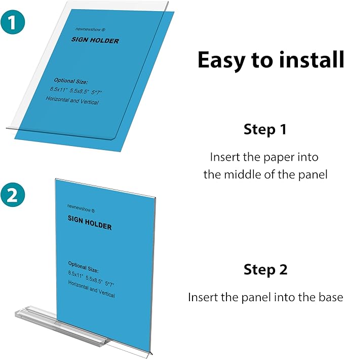 newnewshow 8.5x11 Acrylic Sign Holder 3 Pack Vertical Double-Sided Display - Image 3