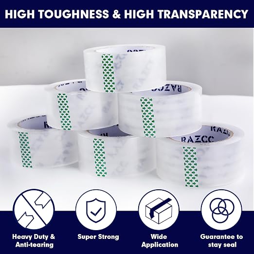 RAZCC Packing Tape, 18 Rolls Clear Heavy Duty Packaging Tape - Image 3