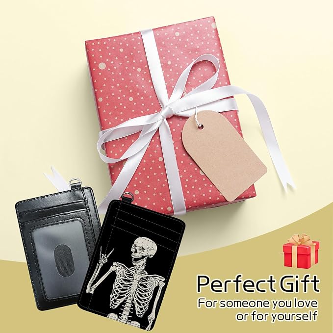 BWEGRHE Small Travel Wallets, Skull Skeleton Slim Minimalist Front Pocket Wallet - Image 7