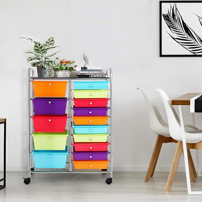 LDAILY 15 Drawer Rolling Storage Cart, Rolling Cart - Image 8