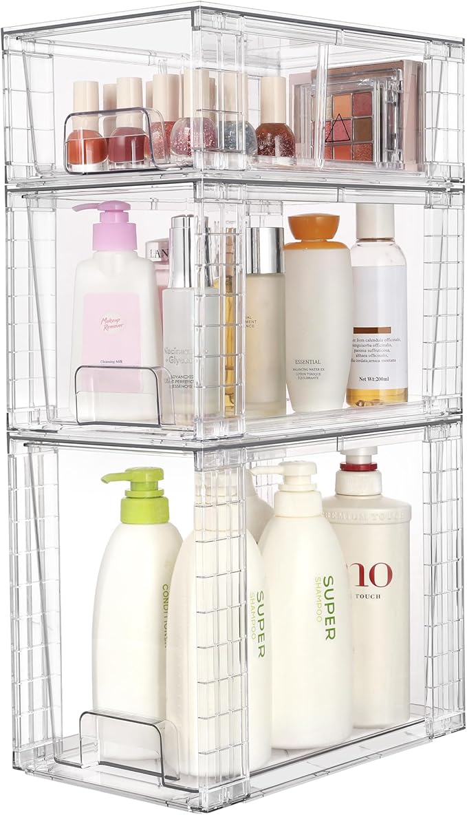 Vtopmart 6 Pack Clear Stackable Storage Drawers, Plastic Drawers - Image 4