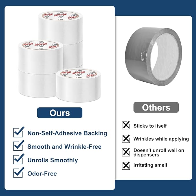 Ealyder Tape Transparent Packing Tape 2 inch x 60 Yards, 3 Rolls - Image 6