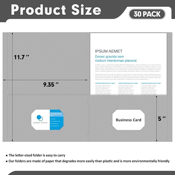 Two Pocket Folders, PANDRI 30 Pack 2 Pocket Folders, Letter Size Paper File - Image 2