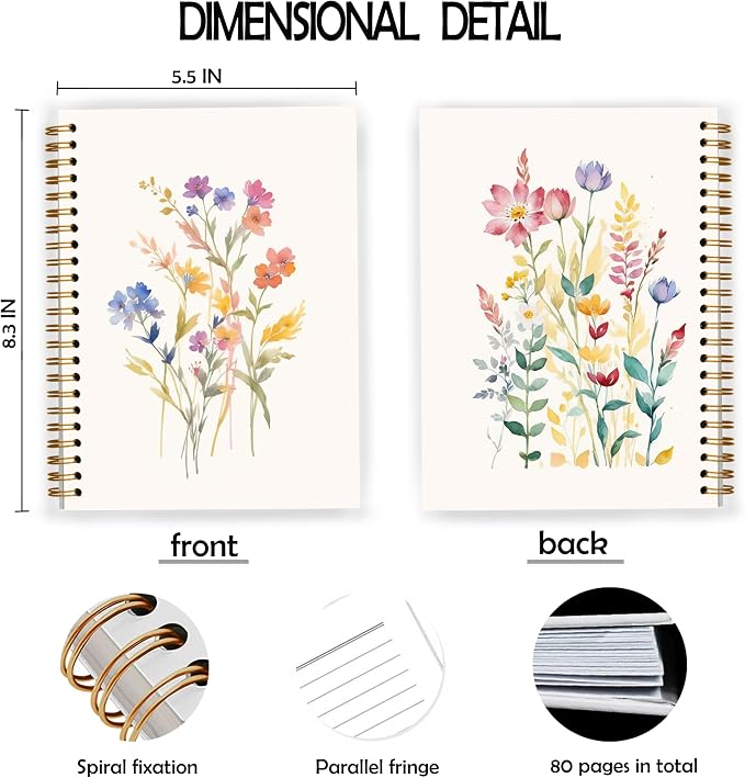 JWVK Vintage Wild Flower Botanical Plant Notebook 05, Rustic Spring Floral - Image 2