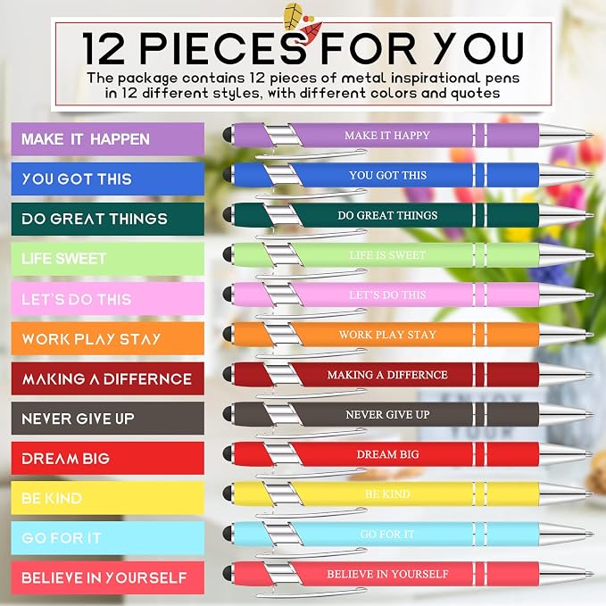 Zonon 12 Pcs Inspirational Pens Bulk Funny Ballpoint Pen - Image 2