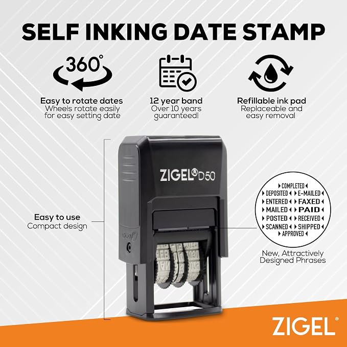 ZIGEL D50 Date Stamp with MAILED - Image 2