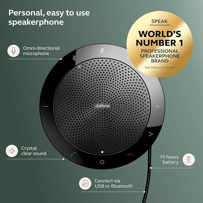 Jabra Speak 510 Portable, USB or Wireless Bluetooth Speaker - Image 2