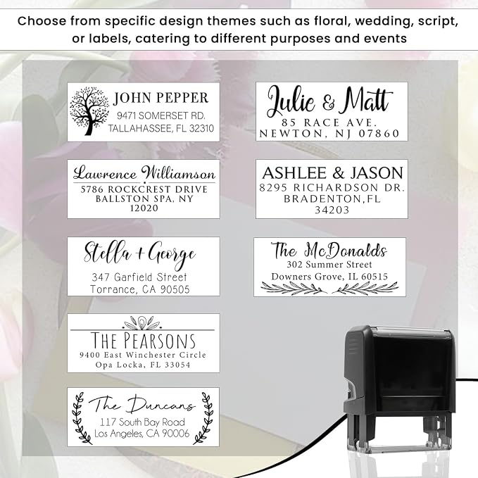 Custom Address Stamps Self Inking or Wood Handle 20+ Designs to Choose from! - Image 2