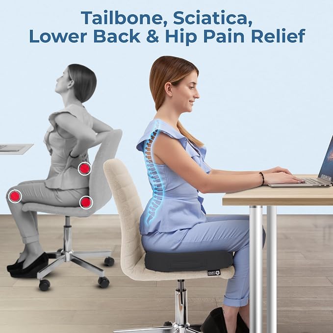 5 STARS UNITED Seat Cushion for Tailbone Pain Relief – Memory Foam Cushion for - Image 2
