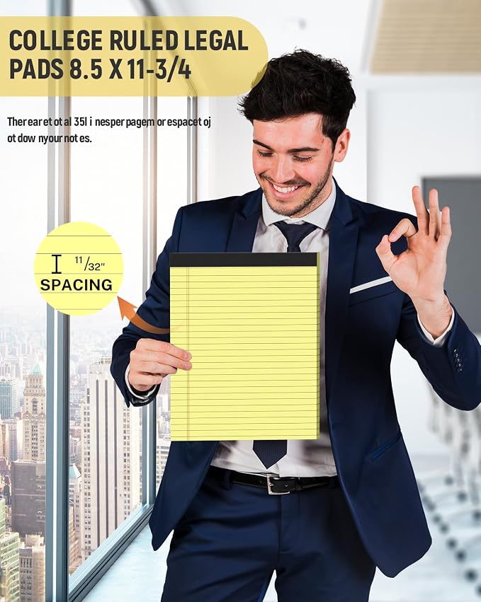 Legal Pads 8.5 x 11, 3 Pack Yellow Note Pads 8.5 x 11 Writing Pads Perforated - Image 6