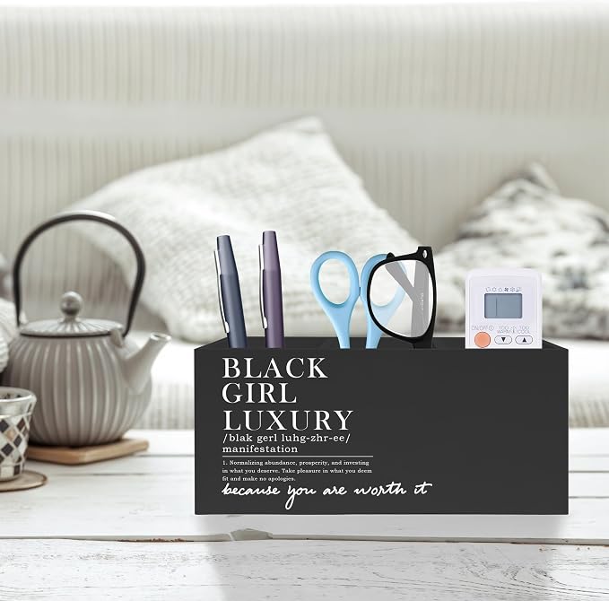 Exqcom Black Girl Luxury Inspirational Pen Pencil Holder, Desk Accessories Gifts - Image 2