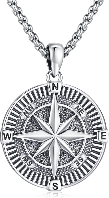 Compass Necklace for Women Men 925 Sterling Silver Pendant Urn Necklaces for by Eusense