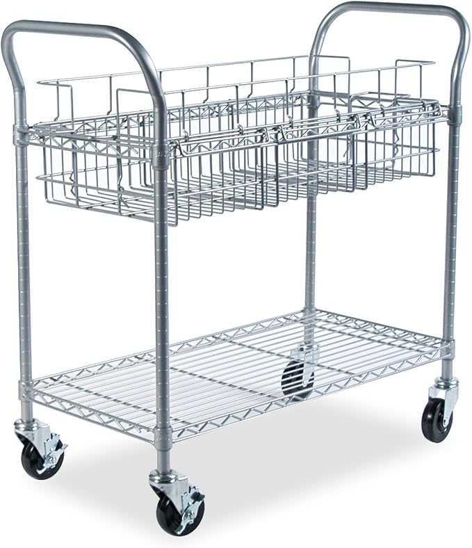 Safco 5236GR Wire Mail Cart Holds 150 Legal Folders, Sold Separately - Image 2