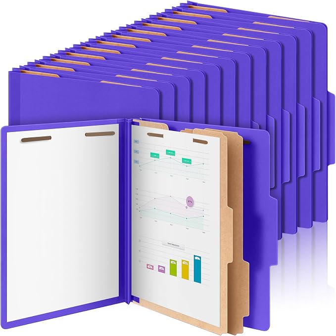 Skyygemm 60 Pcs Classification Folders Letter Size, 2 Divider Pressboard File by Skyygemm