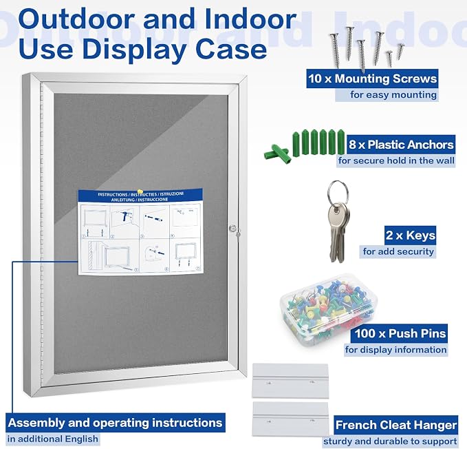 SWANCROWN Enclosed Bulletin Board Grey Felt Displays Boards Weather Resistant - Image 5