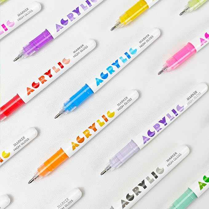 kander Acrylic Gel Pens, 12 Colors Highlighter Acrylic Gel Ink Pens
