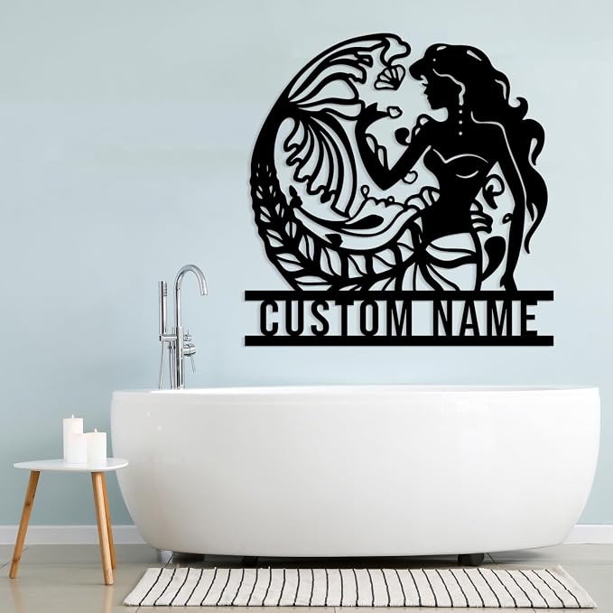 Custom Mermaid Metal Sign, Personalized Mermaid Name metal Signs, Mermaid Wall - Image 2