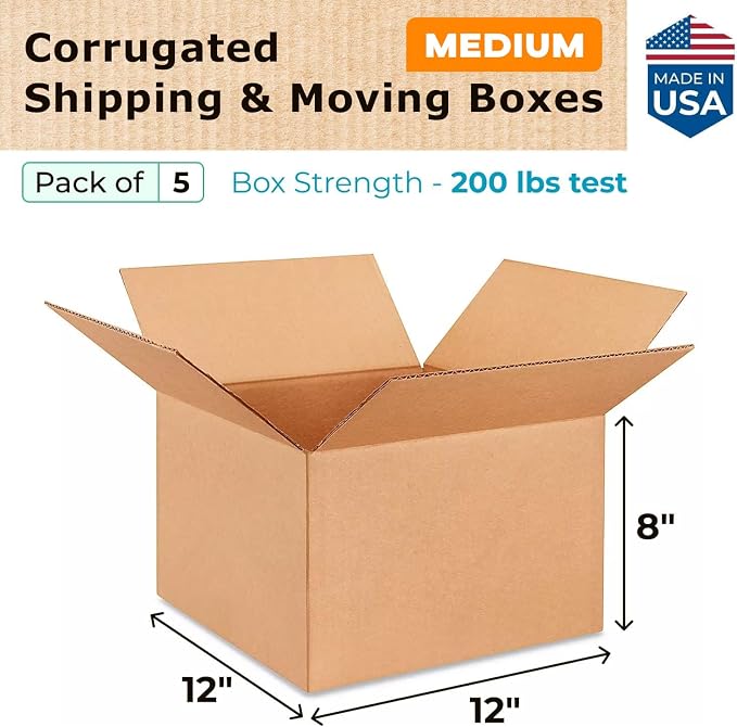 IDL Packaging - B-12128-5 Small Corrugated Shipping Boxes 12"L x 12"W x 8"H – - Image 2