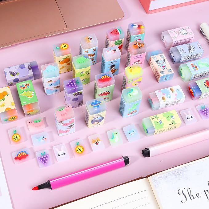 35PCS Cute Animal Erasers for Kids, Count Bulk Pack, Back to School Supplies - Image 3
