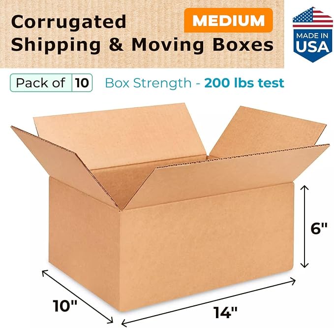Medium Moving & Shipping Boxes 14x10x6 inches - Image 2