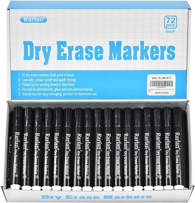 Rarlan Dry Erase Markers Bulk, Chisel Tip by Rarlan