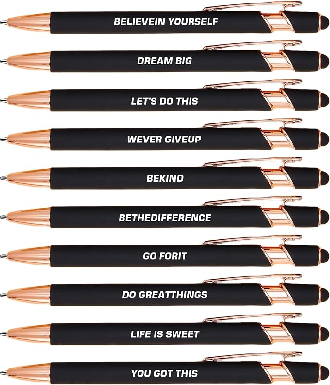10pcs Inspirational Pens Set Stylus Pens Design Black Ink Smooth Writing Pens by Unknown