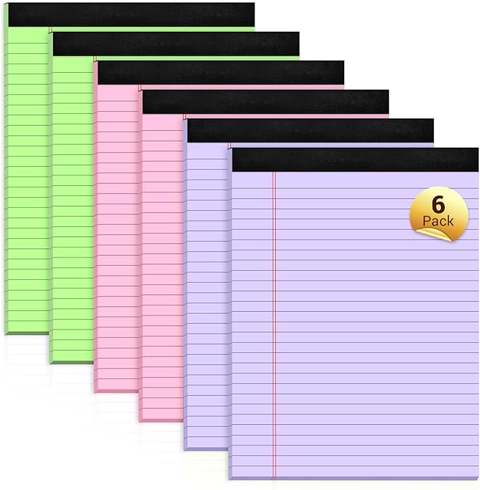 Legal Pads 8.5 x 11 Inch, 6 Pack, Colored Notebook Paper, 8.5 x 11 Colored by NotePads