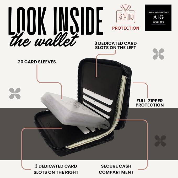 ag wallets Mens Zip Around Leather Wallet - Image 2