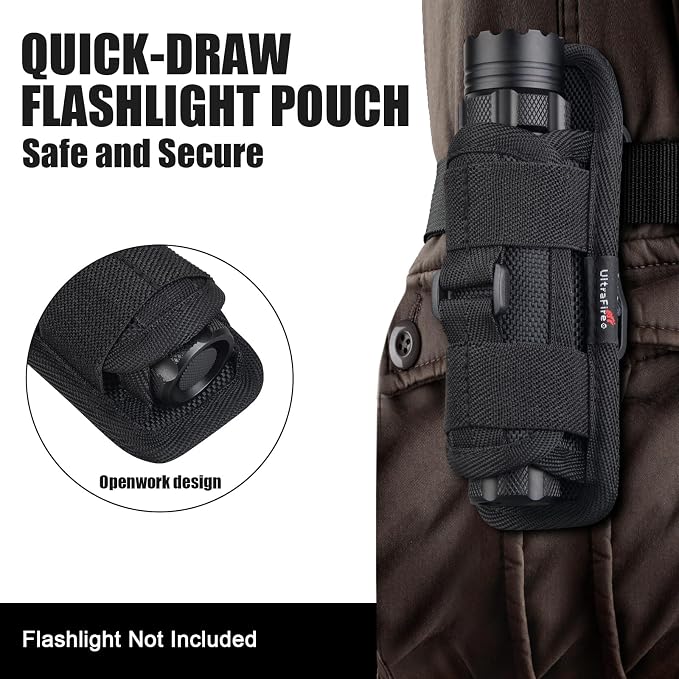 ULTRAFIRE Tactical Flashlight Holster Pouch, 360 Degree Adjustable Police Duty - Image 3