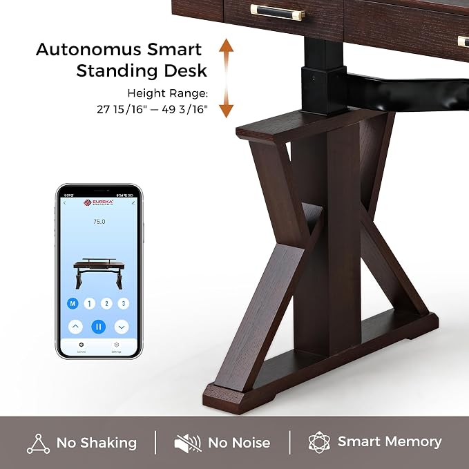 EUREKA ERGONOMIC Ark SWS Standing Desk, 63 inch Executive Desk w Drawers - Image 6
