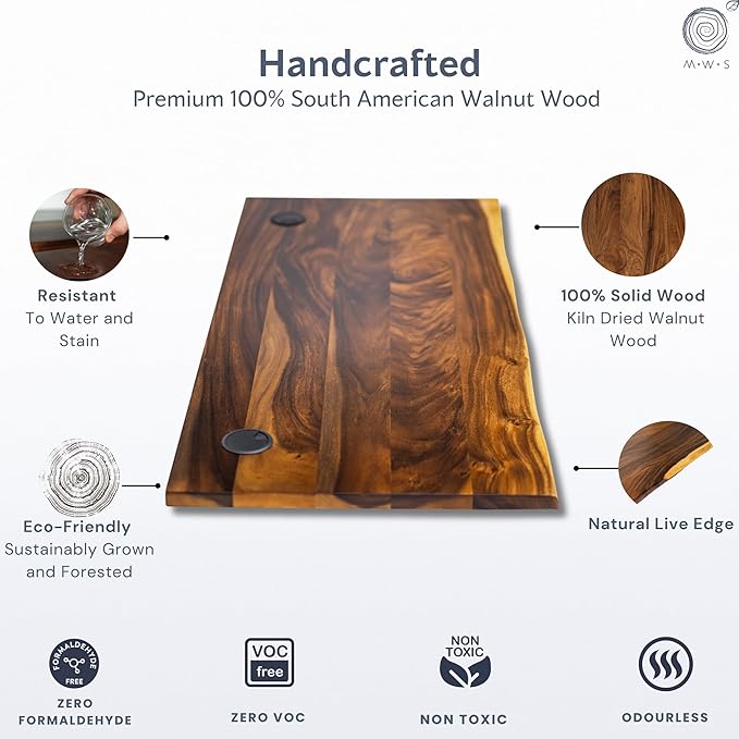Standing Desk – Walnut Solid Wood Desk, Natural Live Edge, Adjustable Height - Image 5