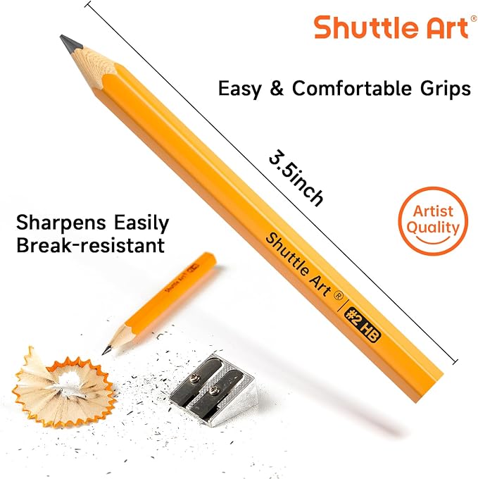 Shuttle Art 360 Pack #2 HB Golf Pencils, Wood-cased 3.5” Mini Pencils Bulk - Image 2