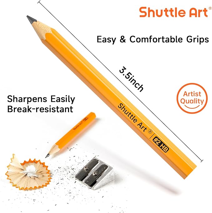 Shuttle Art 900 Pack #2 HB Golf Pencils, Wood-cased 3.5” Mini Pencils Bulk - Image 3