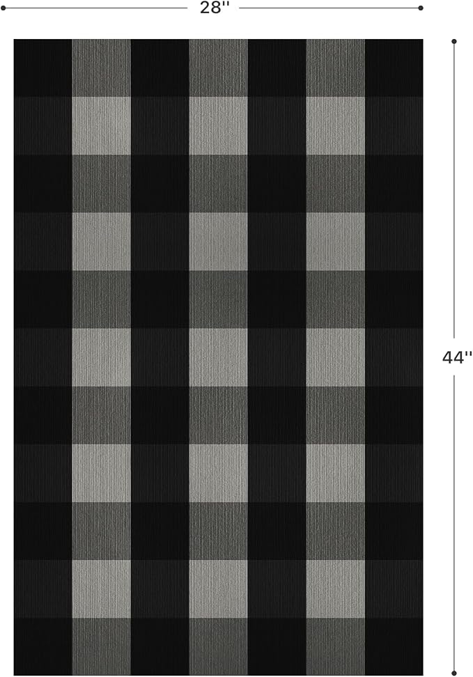 GENIMO Checkered Rug 27.5x44 inches Black and White Outdoor Rug Buffalo Plaid - Image 2