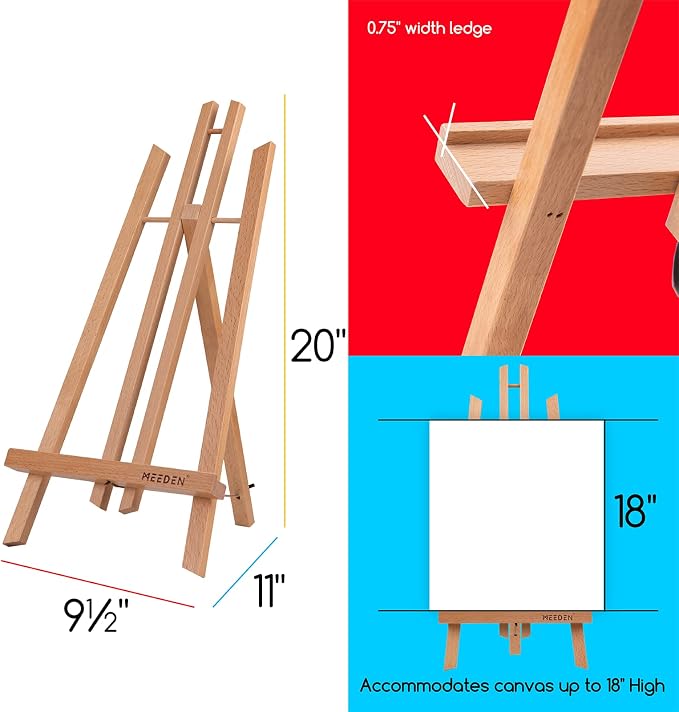 MEEDEN Table Easel Stand for Display: 3 Pack 20 Inch Art Beech Wooden Tabletop - Image 2
