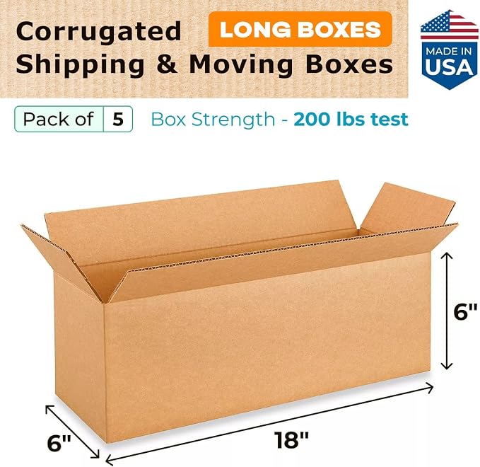 Long Moving & Shipping Boxes 18 x 6 x 6 inches - Image 2