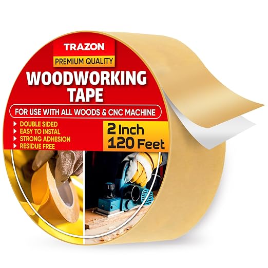 Trazon Double Sided Woodworking Tape Super Strong, 2 Inch x 120 Feet, Wood by TrazonProducts