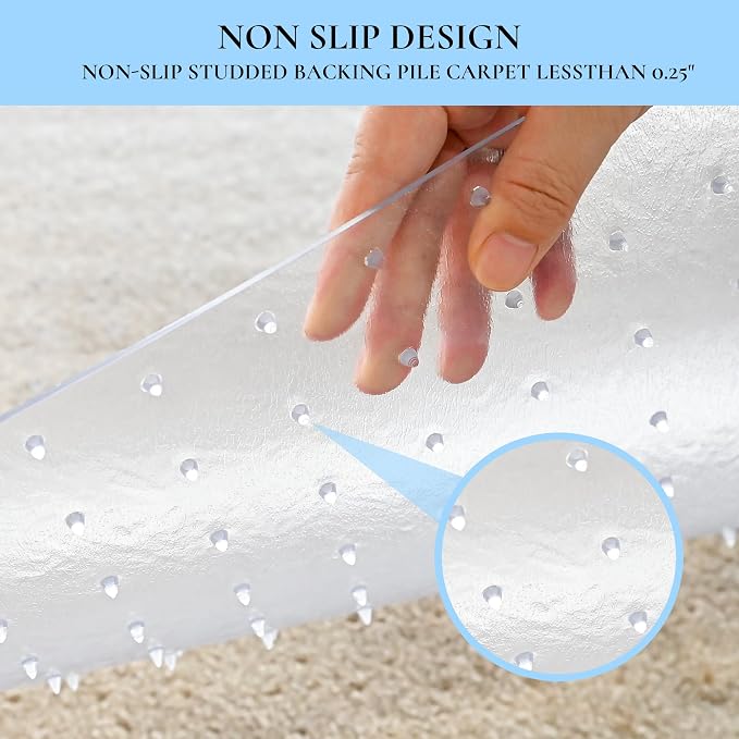 HOMEK Office Chair Mat for Low Pile Carpet, 48” x 36” Transparent Office Desk - Image 4