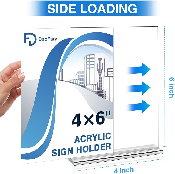 Daofary Acrylic Sign Holder 4 x 6 Inches 4 Pack, Double-Sided Stand up Table - Image 3