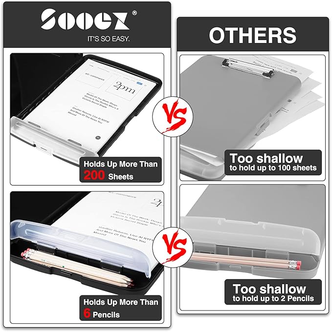 Sooez Clipboard with Storage, High Capacity Nursing Clip Board 8.5 x 11 with - Image 3