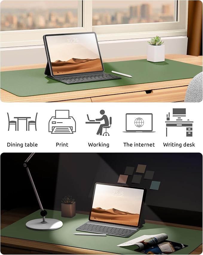 YSAGi Leather Desk Pad Protector, Office Desk Mat, Large Mouse Pad, Non-Slip PU - Image 6