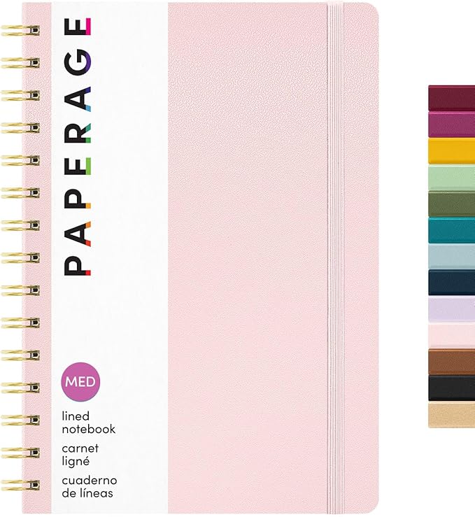 PAPERAGE Lined Spiral Journal Notebook, 160 Pages, Hardcover Journal by PAPERAGE