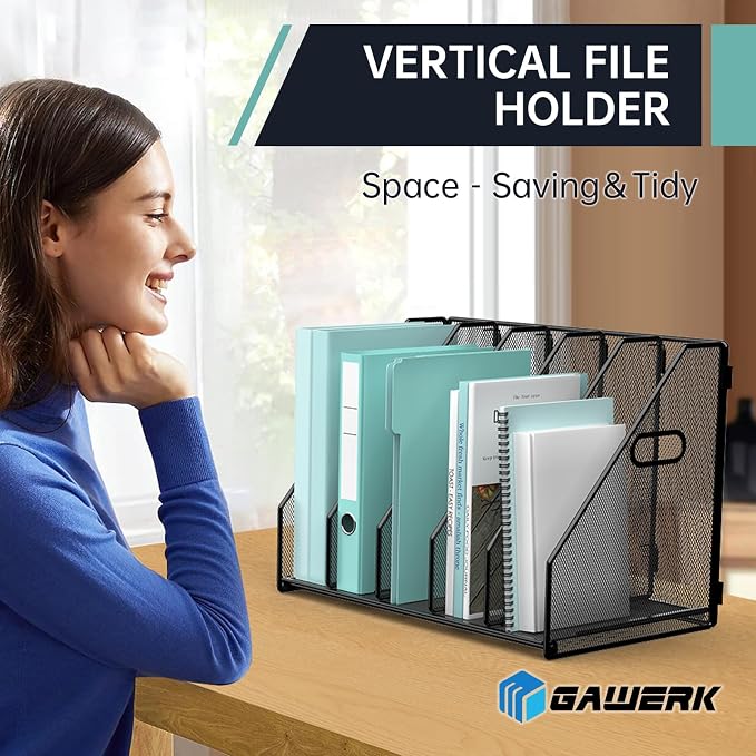 Gawerk 2 Pack Desktop File Magazine Folder Holder 5 Vertical Compartments - Image 6